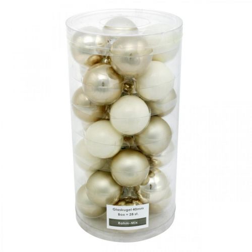Itens Mistura de bolas para árvores de Natal, decorações de Natal, mini decorações para árvores brancas/madrepérola Alt.4,5cm Ø4cm vidro real 24 un.