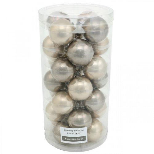 Floristik24 Bolas para árvores de Natal, mini bolas para árvores, mistura de decoração de Natal bege/madrepérola Alt.4,5cm Ø4cm vidro verdadeiro 24 un.