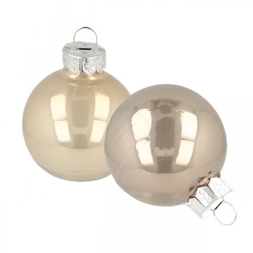 Floristik24 Bolas para árvores de Natal, mini bolas para árvores, mistura de decoração de Natal bege/madrepérola Alt.4,5cm Ø4cm vidro verdadeiro 24 un.