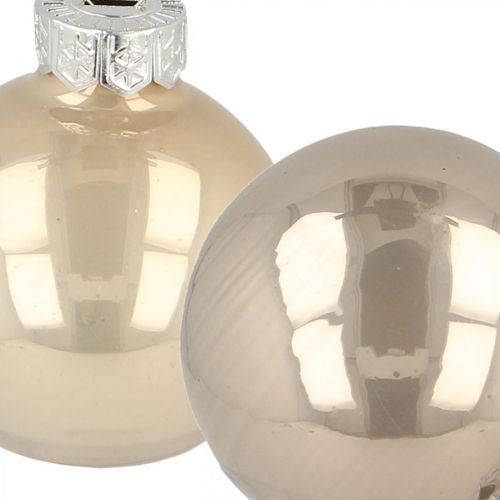 Floristik24 Bolas para árvores de Natal, mini bolas para árvores, mistura de decoração de Natal bege/madrepérola Alt.4,5cm Ø4cm vidro verdadeiro 24 un.