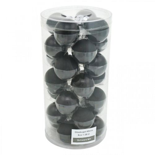 Itens Mini bola de árvore de Natal, mix de decoração de árvore, bolas de Natal pretas Alt.4,5cm Ø4cm vidro real 24 unid.