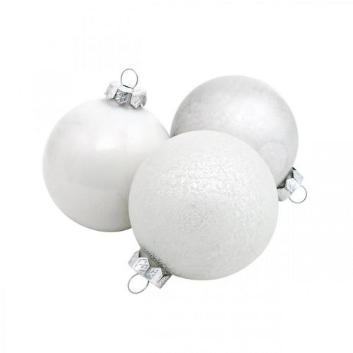 Floristik24 Pingente de árvore, globo de neve, decoração de árvore de Natal, decoração de inverno branco Alt.4,5cm Ø4cm vidro real 24 peças