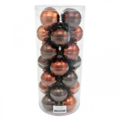 Floristik24 Bolas para árvores de Natal, enfeites para árvores, bola de Natal marrom Alt.6,5cm Ø6cm vidro real 24 unidades