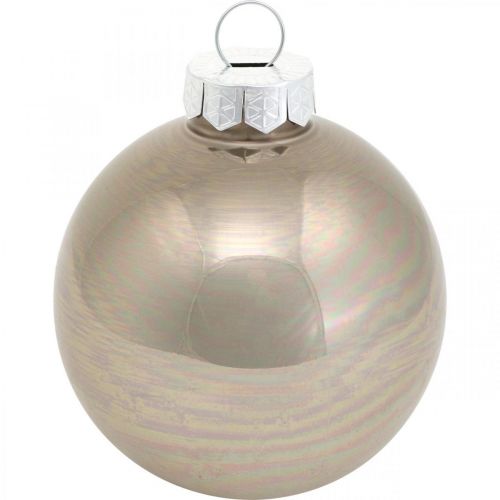 Floristik24 Bola de árvore de Natal, decoração de árvore, bola de Natal bege/madrepérola Alt.6,5cm Ø6cm vidro verdadeiro 24 un.