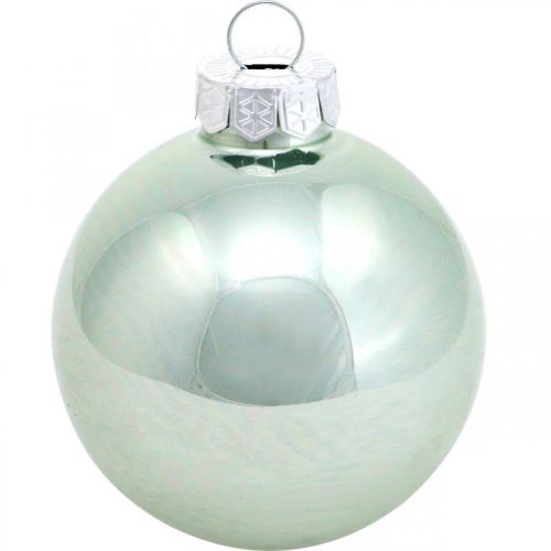 Floristik24 Decorações para árvores de Natal, mistura de bugigangas para árvores, mini bolas de Natal verde menta Alt.4,5cm Ø4cm vidro verdadeiro 24 unidades