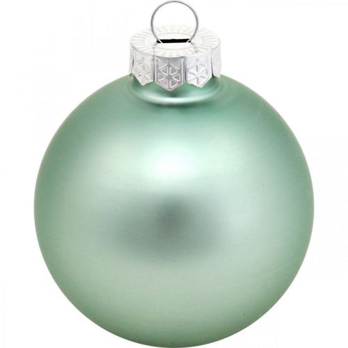 Floristik24 Decorações para árvores de Natal, mistura de bugigangas para árvores, mini bolas de Natal verde menta Alt.4,5cm Ø4cm vidro verdadeiro 24 unidades