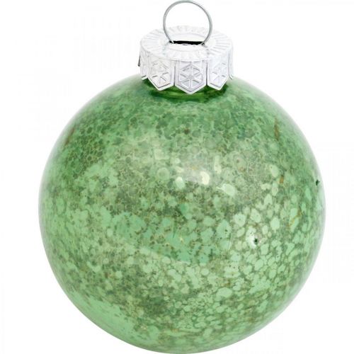 Itens Bola de Natal, decorações para árvores, bola de árvore de Natal verde mármore H4,5 cm Ø4 cm vidro real 24 unidades