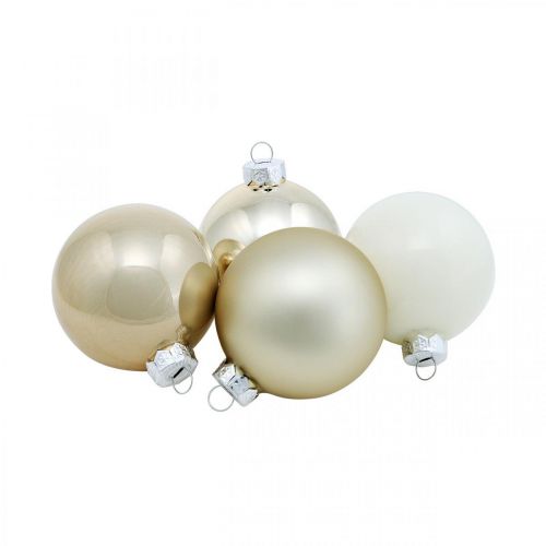 Floristik24 Bola de Natal, decorações para árvores de Natal, bola de vidro branca / madrepérola H6,5 cm Ø6 cm vidro real 24 unidades