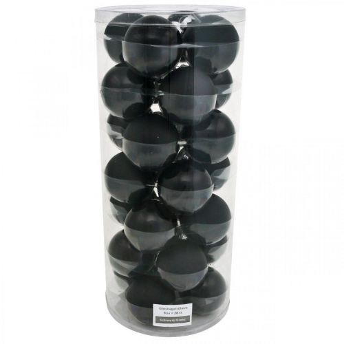 Itens Bolas de árvore de Natal, pingentes de árvore, bolas de vidro pretas Alt.6,5cm Ø6cm vidro real 24 unidades