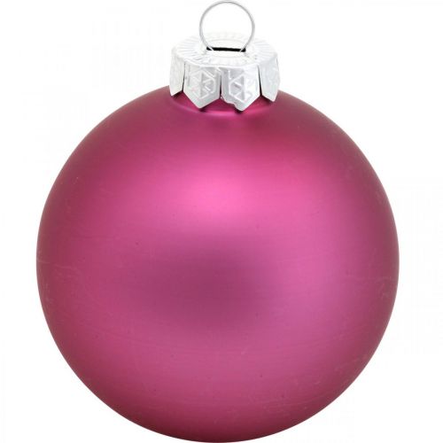 Itens Mini bolas de árvore, mistura de bola de Natal, pendente de árvore de Natal violeta H4.5cm Ø4cm vidro real 24 unidades