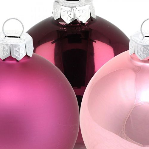 Itens Bolas de Natal, decorações para árvores, bolas de vidro violeta H8,5 cm Ø7,5 cm vidro real 12 unidades