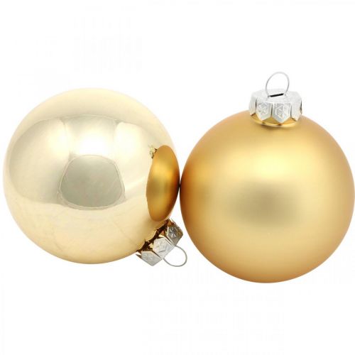 Bola de árvore, decorações para árvores de Natal, bola de  Natal dourada H8,5 cm Ø7,5 cm vidro real 12 unidades - compre barato online