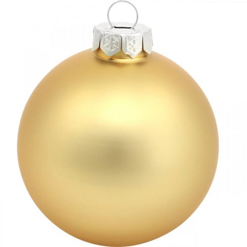 Floristik24 Bola de árvore, decorações para árvores de Natal, bola de Natal dourada H8,5 cm Ø7,5 cm vidro real 12 unidades
