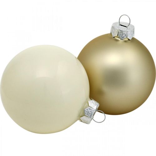 Itens Mistura de bugigangas de Natal, decorações de Natal, mini decorações para árvores branco / madrepérola H4,5 cm Ø4 cm vidro real 24 unidades