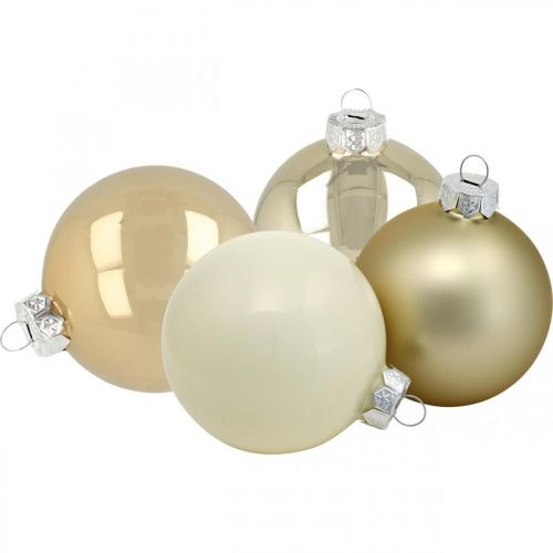 Bolas para árvores de Natal, decorações para árvores, bolas de vidro branco / madrepérola H8,5 cm Ø7,5 cm vidro real 12 unidades