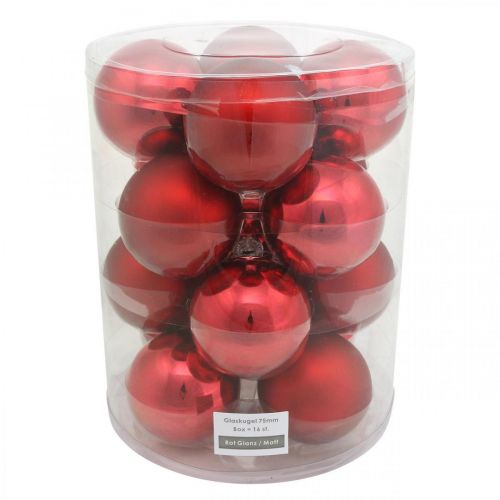 Itens Bola de árvore de Natal, decorações para árvores, bola de Natal vermelha H8,5 cm Ø7,5 cm vidro real 12 unidades
