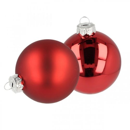 Bola de árvore de Natal, decorações para árvores, bola de Natal vermelha H8,5 cm Ø7,5 cm vidro real 12 unidades - compre barato online Bola de árvore de Natal, decorações para árvores, bola de Natal vermelha H8,5 cm Ø7,5 cm vidro real 12 unidades - compre barato online