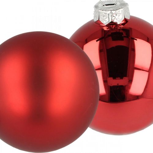 Itens Bola de árvore de Natal, decorações para árvores, bola de Natal vermelha H8,5 cm Ø7,5 cm vidro real 12 unidades