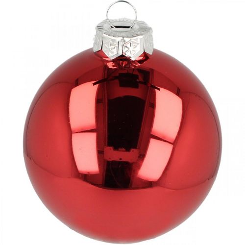 Floristik24 Bola de árvore de Natal, decorações para árvores, bola de Natal vermelha H8,5 cm Ø7,5 cm vidro real 12 unidades