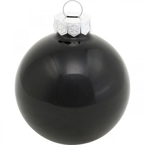 Itens Mini bolas para árvores de Natal, mistura de decorações para árvores, bolas de Natal pretas H4.5cm Ø4cm vidro real 24 unidades
