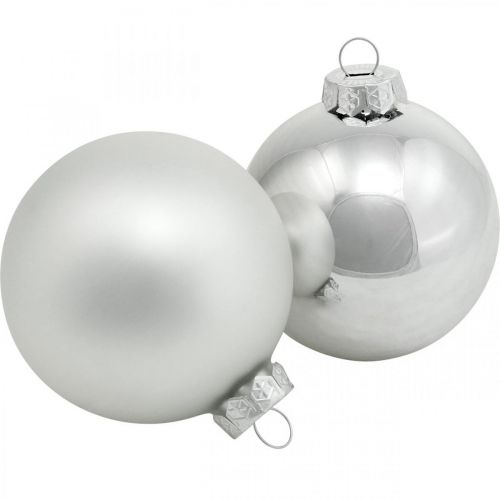 Bola de vidro, decorações para árvores, bola de árvore de Natal prata H8,5 cm Ø7,5 cm vidro real 12 unidades