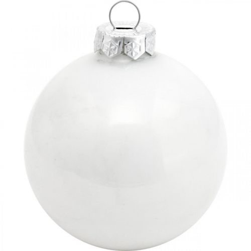 Itens Globo de neve, pingente de árvore, decorações para árvores de Natal, decoração de inverno branco H6,5 cm Ø6 cm vidro real 24 unidades