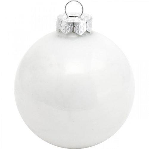 Floristik24 Pingente de árvore, globo de neve, decoração de árvore de Natal, decoração de inverno branco Alt.4,5cm Ø4cm vidro real 24 peças