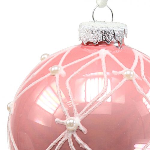 Itens Bolas de Natal com pérolas rosa Ø8cm 3 unidades