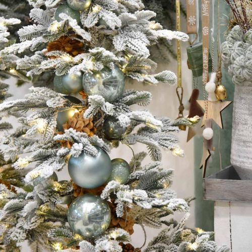 Floristik24 Bola de natal, decoração de árvore, bola de árvore de natal verde menta Alt.6,5cm Ø6cm vidro real 24 unid.