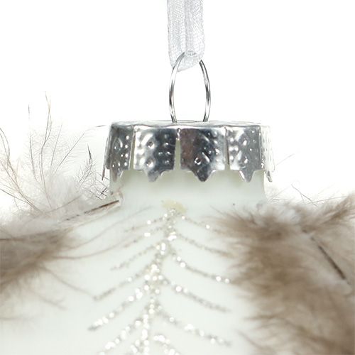 Floristik24 Bola de Natal com decoração de penas brancas Ø8cm 4 unidades