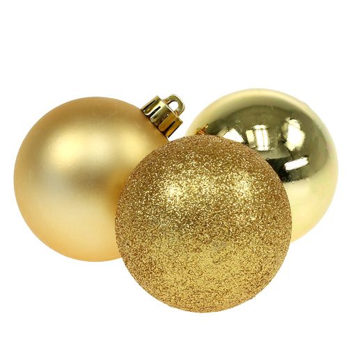 Floristik24 Bola de Natal de plástico ouro 6cm 10pcs