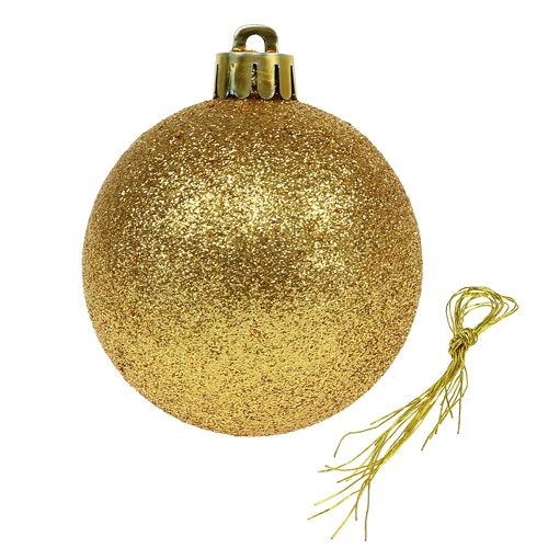 Floristik24 Bola de Natal de plástico ouro 6cm 10pcs