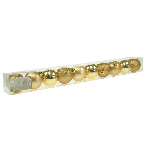 Floristik24 Bola de Natal de plástico ouro 6cm 10pcs