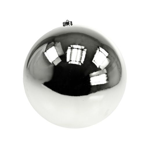 Floristik24 Bola de Natal de plástico média Ø20cm prata