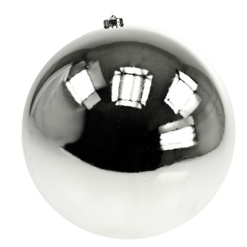 Floristik24 Bola de Natal de plástico grande prateada Ø25cm
