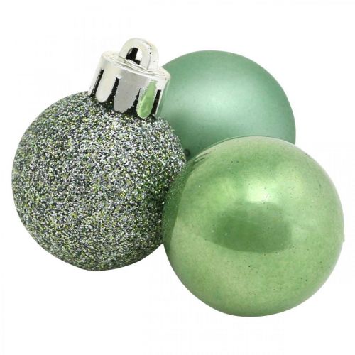 Floristik24 Mistura de bolas de árvores, mini bola de Natal, decoração do Advento verde Ø2,5 cm de plástico 14 unidades