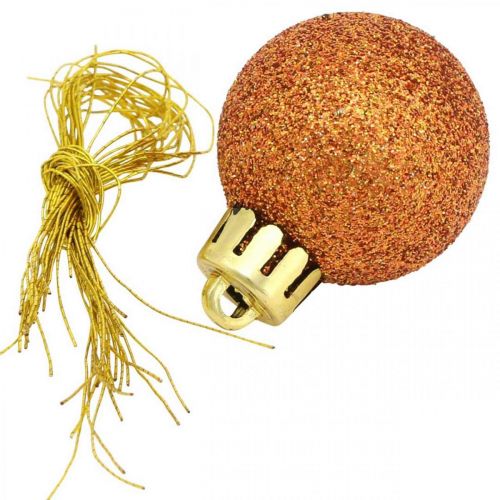 Floristik24 Mini bola de árvore de Natal, mistura de decoração de árvore, bola de Natal laranja Ø2,5 cm de plástico 14 unidades