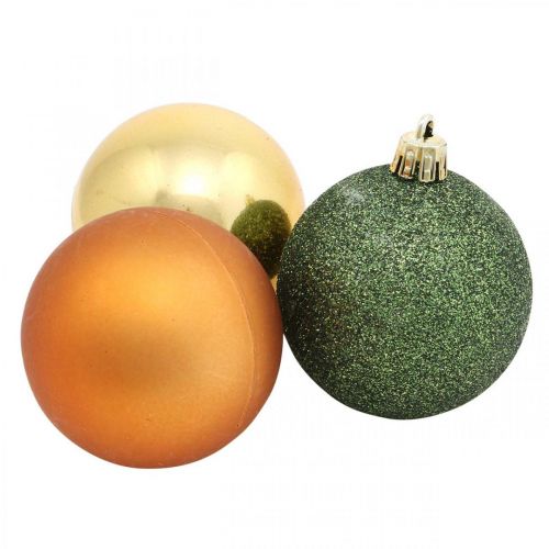 Floristik24 Bolas de Natal, decorações do Advento, decorações para árvores de Natal laranja / dourado / verde Ø5,5 cm plástico 10 unidades