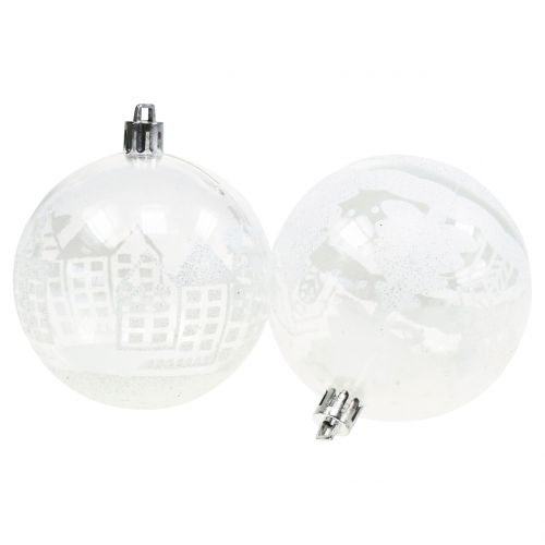 Bola de Natal em plástico branco, transparente Ø8cm 2pçs