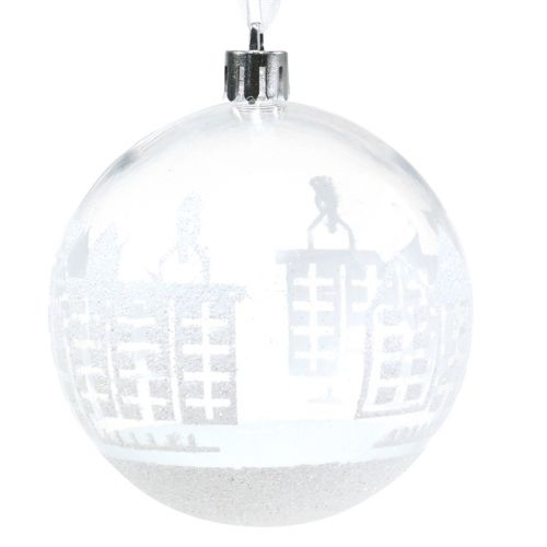 Itens Bola de Natal em plástico branco, transparente Ø8cm 2pçs