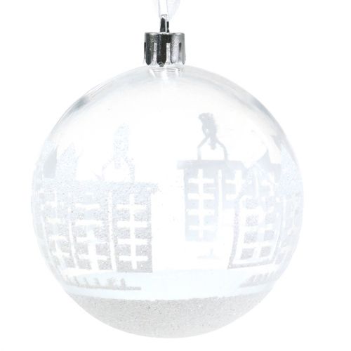 Floristik24 Bola de Natal de plástico branco, transparente Ø8cm 2 unidades
