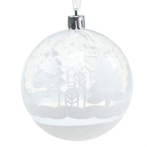 Floristik24 Bola de Natal de plástico branco, transparente Ø8cm 2 unidades