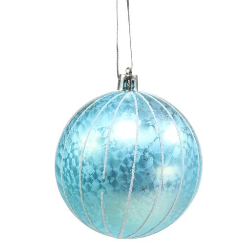 Floristik24 Bola de Natal de plástico azul-turquesa Ø8cm 2 unidades