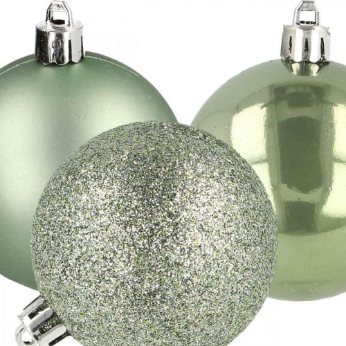 Floristik24 Bola de Natal com mistura de plástico verde Ø6cm 10pcs