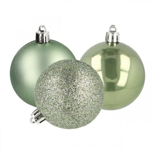 Floristik24 Bola de Natal com mistura de plástico verde Ø6cm 10pcs
