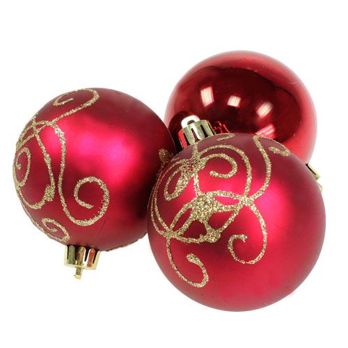 Floristik24 Bola de Natal de plástico rubi Ø70mm 8pcs