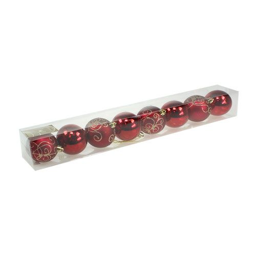 Floristik24 Bola de Natal de plástico rubi Ø70mm 8pcs