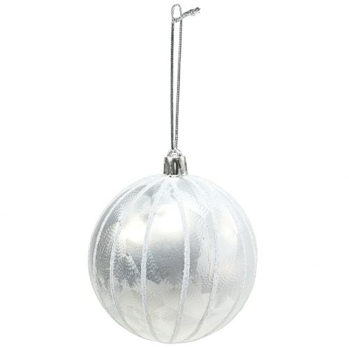 Floristik24 Bola de Natal de plástico branco Ø8cm 2pcs