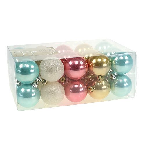 Floristik24 Conjunto de bolas de Natal de plástico em cor pastel Ø6cm 30 unidades