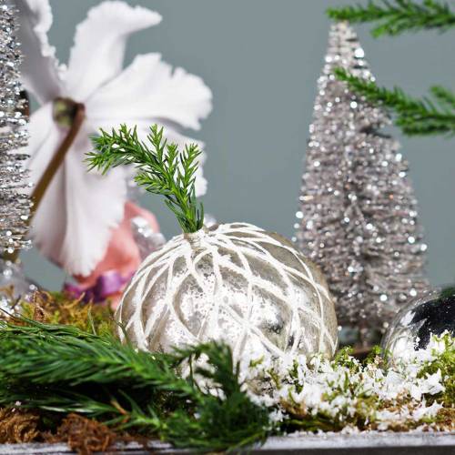 Floristik24 Bolas de Natal com padrão de diamante prata mate, brilhante Ø8cm 2 unidades